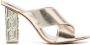 LIU JO metallic branded-heel mule sandals Gold - Thumbnail 1