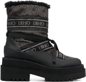 LIU JO monogram-print 70mm ankle boots Black