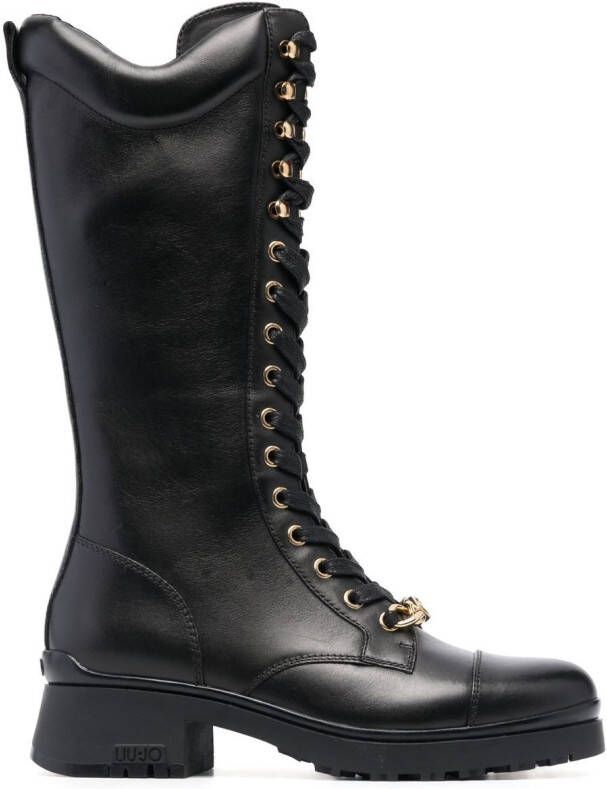 LIU JO Nancy lace-up leather boots Black
