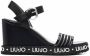 LIU JO Nicole logo-print wedge sandals Black - Thumbnail 1