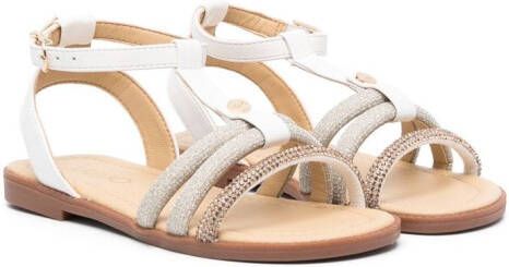 Liu Jo Kids rhinestone-embellished T-bar sandals White