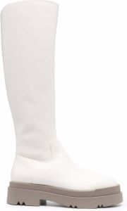 LIU JO round-toe zipped leather boots White