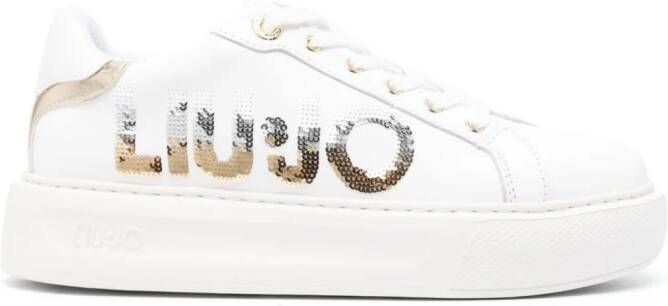 LIU JO sequin-embellished leather sneakers White