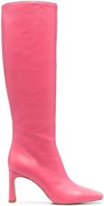 LIU JO square-toe leather boots Pink