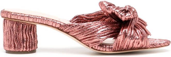 Loeffler Randall 50mm metallic-effect plissé sandals Pink