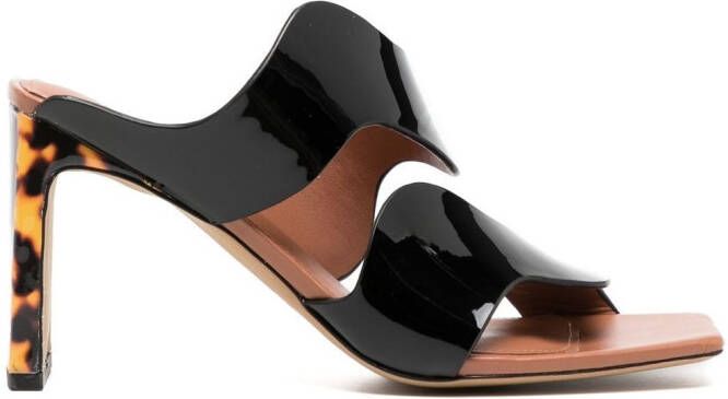 Simkhai Alene Wave 90mm patent sandals Black