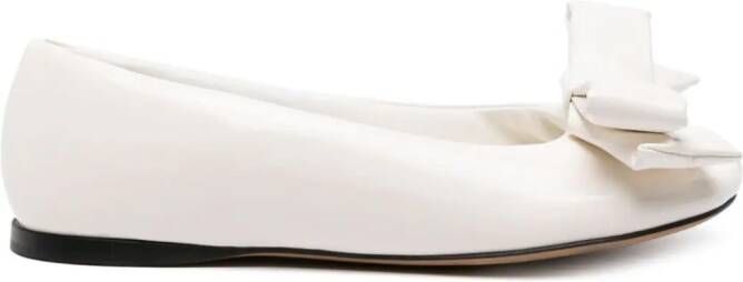 LOEWE Puffy bow-detail ballerina shoes White