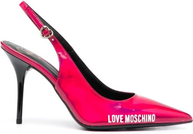 Love Moschino 100mm logo-print pointed-toe pumps Pink