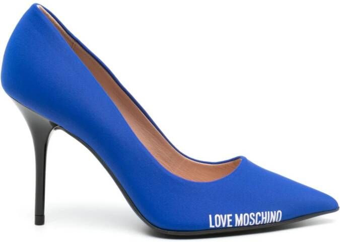 Love Moschino 100mm logo-print pumps Blue