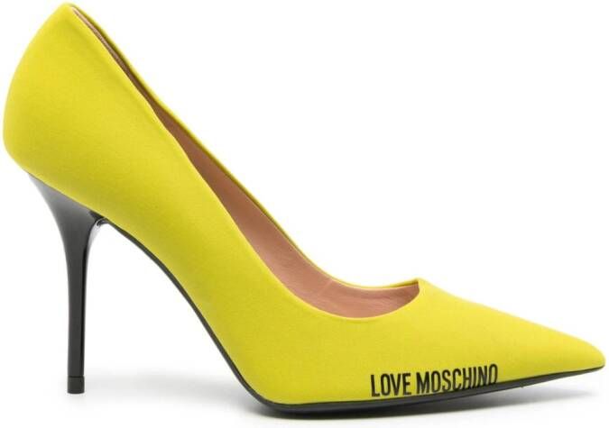 Love Moschino 100mm pointed-toe leather pumps Yellow