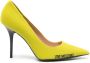 Love Moschino 100mm pointed-toe leather pumps Yellow - Thumbnail 1