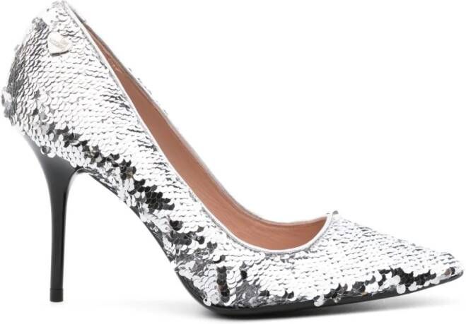 Love Moschino 100mm sequin-embellished pumps Silver