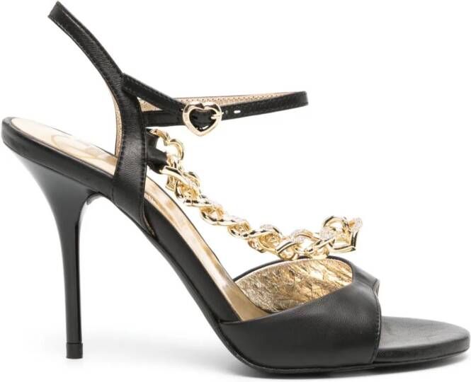 Love Moschino 110mm chain-strap leather sandals Black