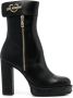 Love Moschino 110mm logo-plaque leather boots Black - Thumbnail 1