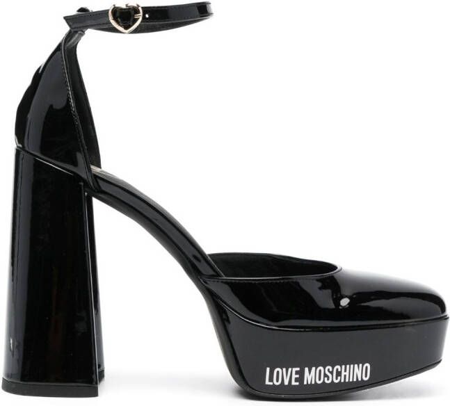 Love Moschino 120mm logo-print leather pumps Black