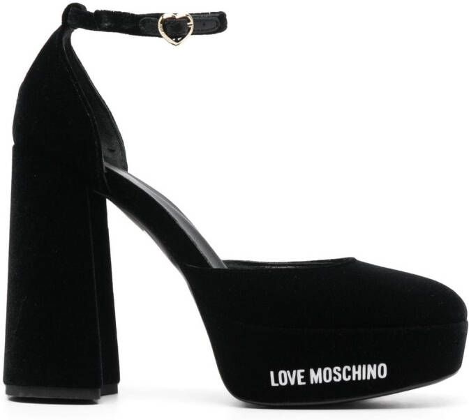 Love Moschino 120mm velvet leather pumps Black