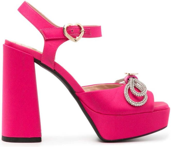 Love Moschino 130mm logo-plaque bow sandals Pink