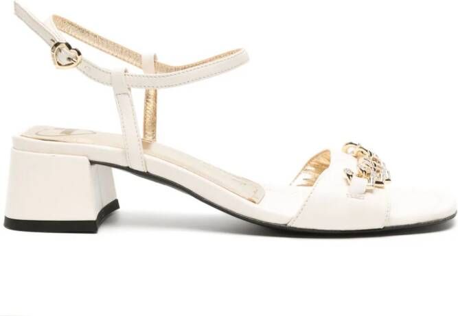 Love Moschino 50mm chain-link leather sandals White