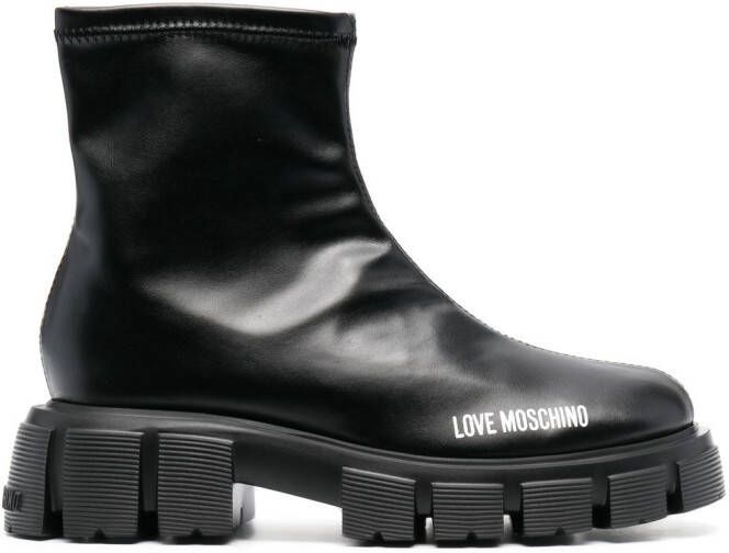 Love Moschino 50mm logo-print studded sole boots Black