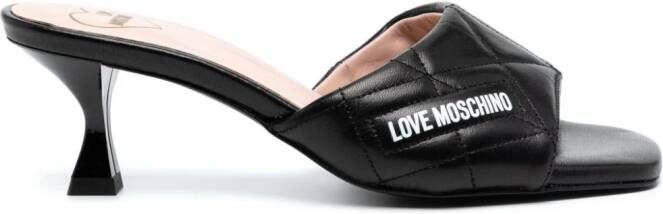 Love Moschino 50mm quilted leather mules Black