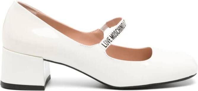 Love Moschino 50mm square-toe leather pumps White