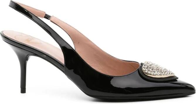 Love Moschino 80mm crystal-embellished leather pumps Black