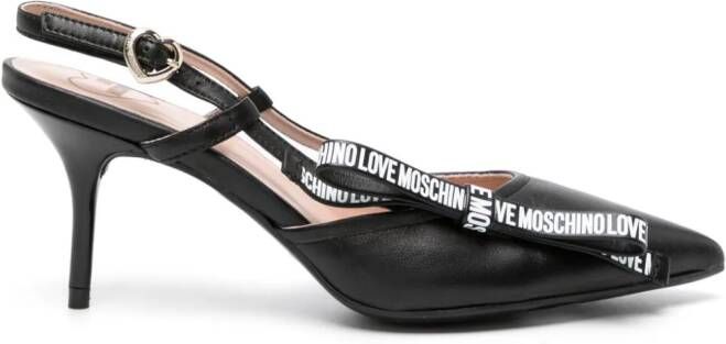 Love Moschino 85mm sling back leather pumps Black