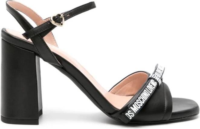 Love Moschino 95mm logo-bow leather sandals Black