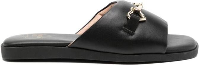 Love Moschino buckle detailing leather slides Black