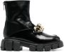 Love Moschino chain-embellished leather boots Black - Thumbnail 1