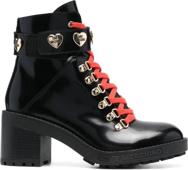 Love Moschino contrasting-laces 70mm leather boots Black