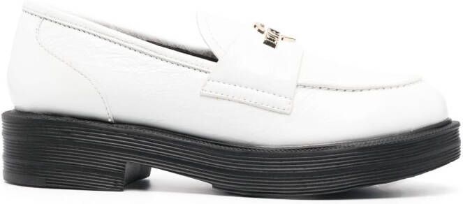 Love Moschino contrasting-sole logo plaque loafers White