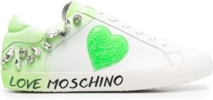 Love Moschino crystal-embellished heart-motif sneakers White