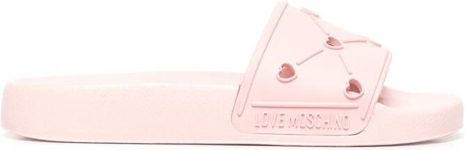 Love Moschino cut-out heart-detail slides Pink