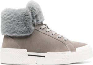 Love Moschino faux-fur trim high-top sneakers Grey