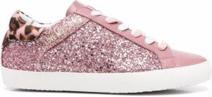 Love Moschino glitter-detail lace-up trainers Pink