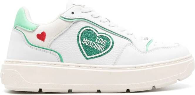 Love Moschino glitter-detailed leather sneakers White