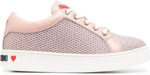 Love Moschino heart-embellished perforated sneakers Pink