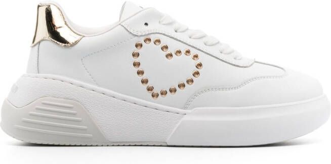 Love Moschino heart eyelets leather sneakers White