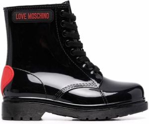 Love Moschino heart-motif lace-up boots Black