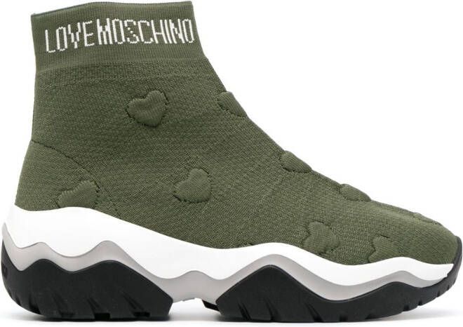 Love Moschino heart motif stretch-fit sneakers Green