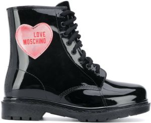 Love Moschino heart patch combat boots Black