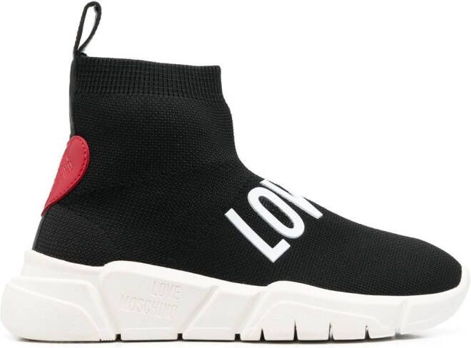Love Moschino heart-patch high-top sneakers Black