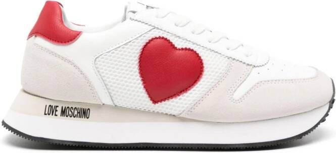 Love Moschino heart-patch leather sneakers White