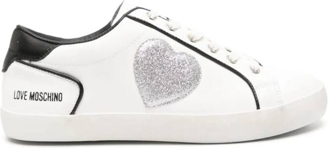 Love Moschino heart-patch leather sneakers White