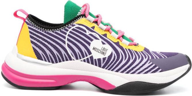 Love Moschino heart-patch low-top sneakers Purple