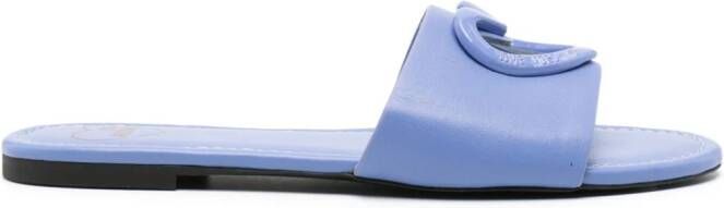 Love Moschino heart-plaque leather slides Blue