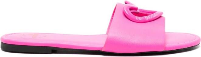 Love Moschino heart-plaque leather slides Pink