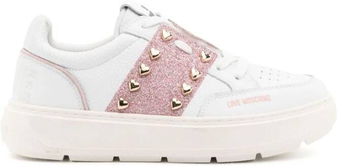 Love Moschino heart-stud lace-up sneakers White