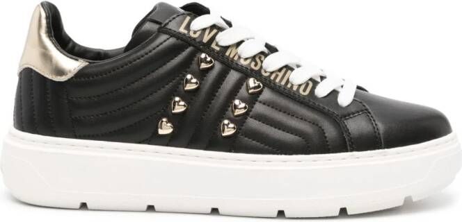 Love Moschino heart-stud quilted leather sneakers Black